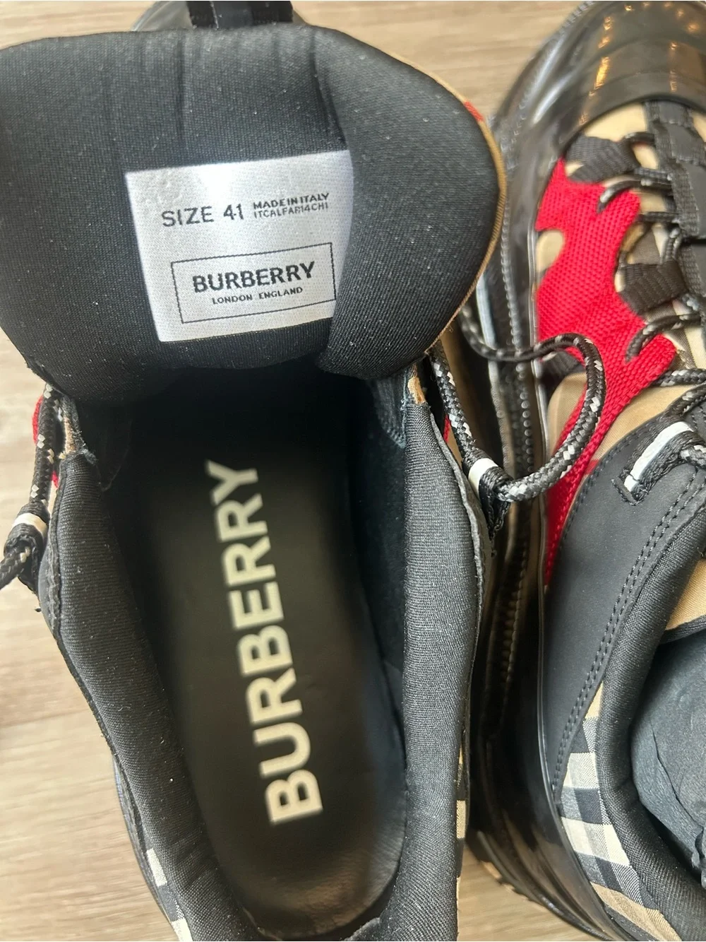 Burberry Black, Red & Beige Arthur Sneakers